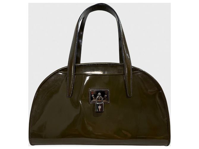 Loewe Handtasche aus Lackleder Khaki