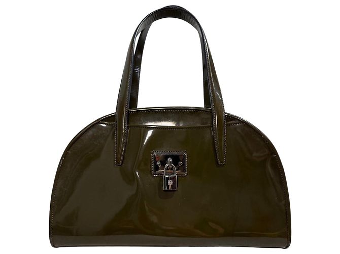 Bolsa de mão Loewe em couro envernizado cáqui Caqui