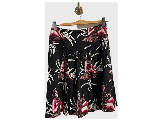 Falda Prada estampada T.38 Negro