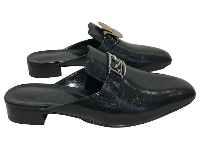 Mules Hermès Vincennes T.38 Noir