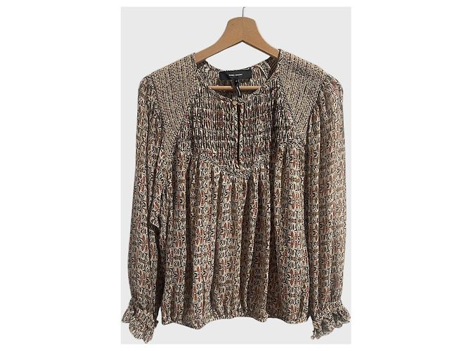 Blusa Isabel Marant estampada T.40 Bege
