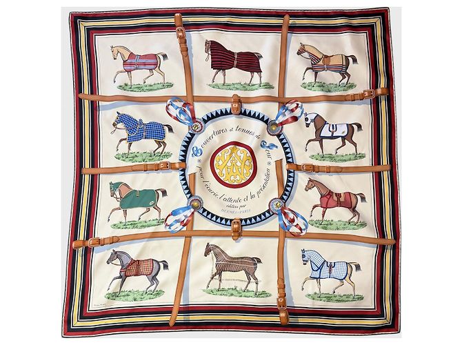 Lenço Hermès Couvertures et Tenues 90 Bege