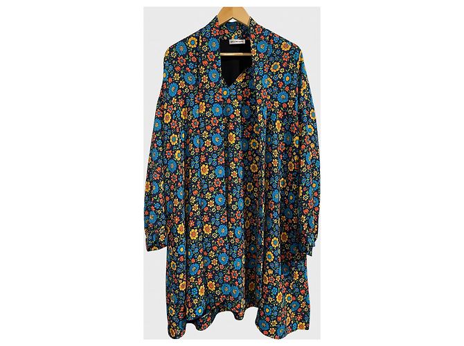 Balenciaga Blumenkleid Gr. S Blau
