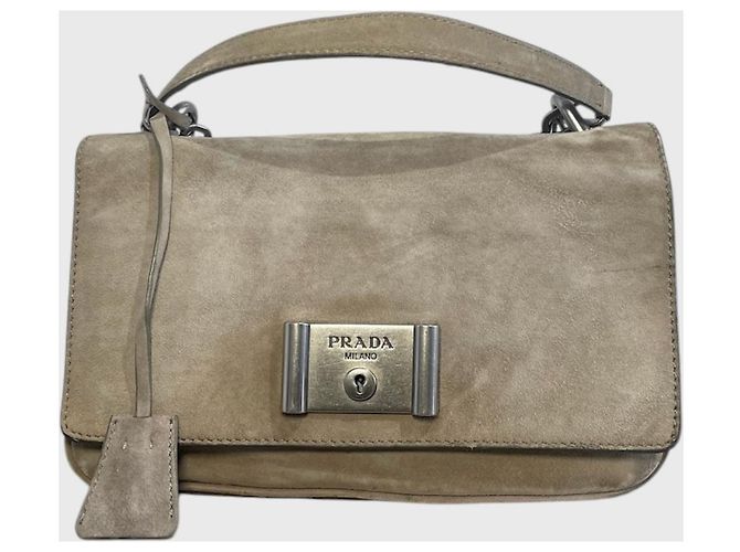 Sac à main Prada en daim beige