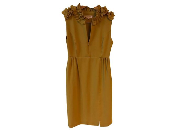 Dice Kayek Kleid in Senfgelb mit Rüschen