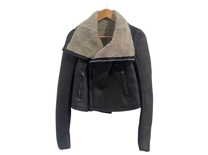 Veste Rick Owens peau lainée T.38 Black
