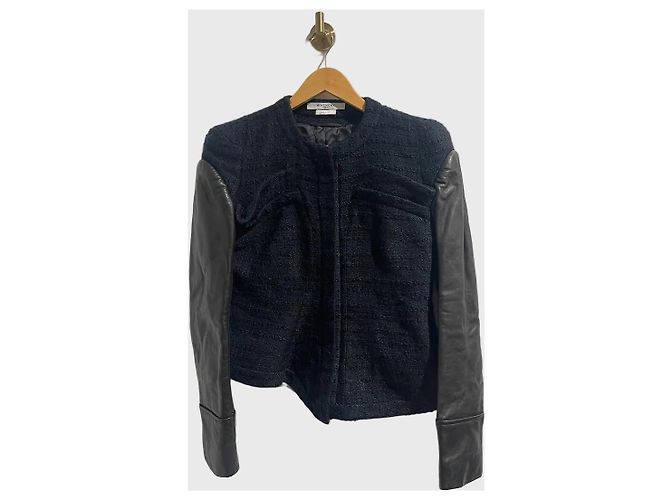 Giacca Givenchy in tweed e pelle T.40 Nero