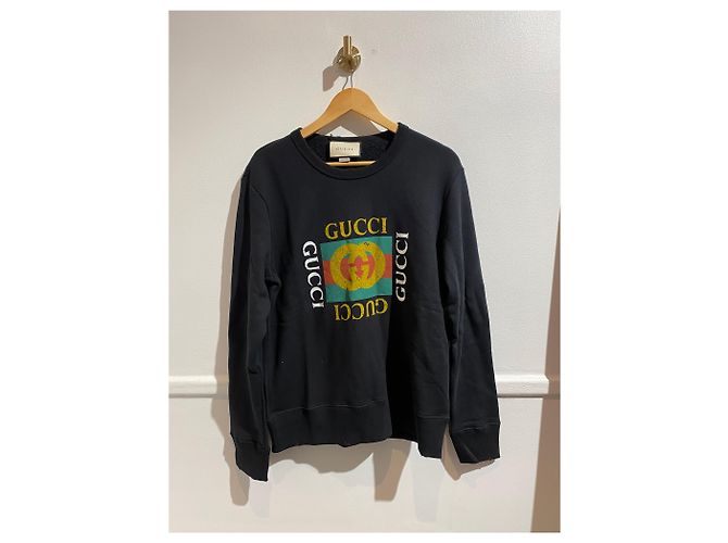 Sweatshirt Gucci preto de algodão com logo