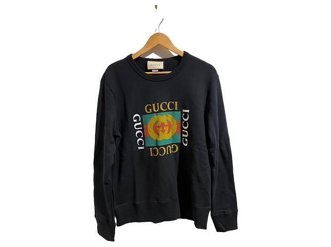 Gucci Sweatshirt schwarz Baumwolle mit Logo