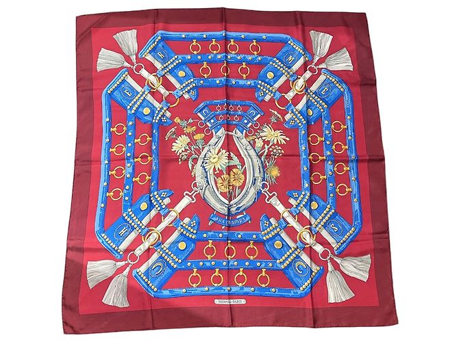 Trim Lenço Hermès "Aux Champs" Vermelho