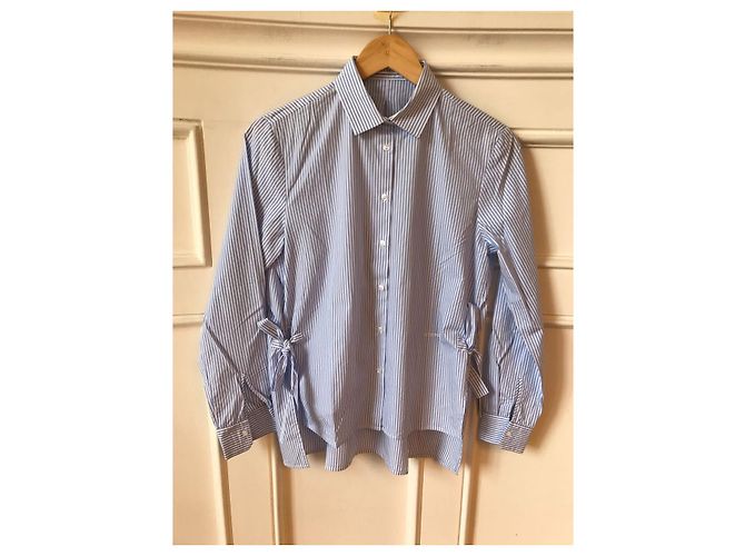 Camicia Iceberg in cotone a righe blu e bianche