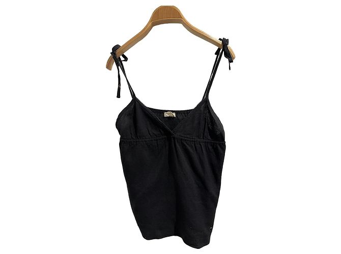 Top Soeur de algodão preto com bordados