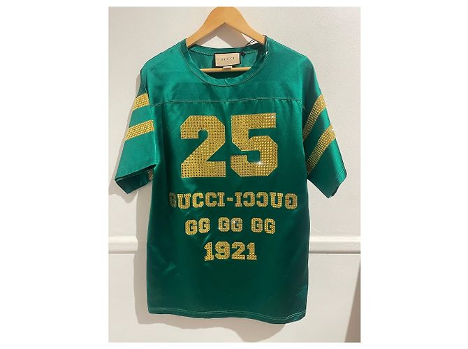 Top Gucci in seta verde XS