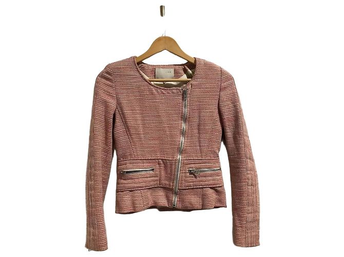 Giacca Iro Haven rosa a righe cotone e lino XS