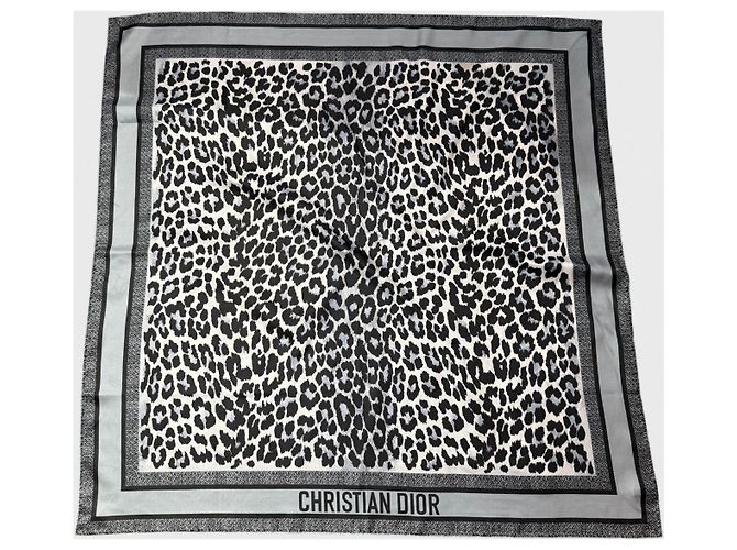 Autre Marque Christian Dior Schal Leopard Blau