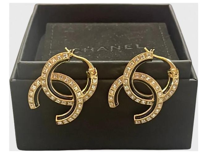 Chanel CC Ohrringe schwarz Golden