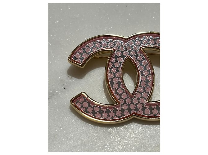 Chanel Brosche rosa Spiegel Blumen Pink
