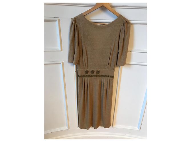 Vestido Chloé de lino beige halter