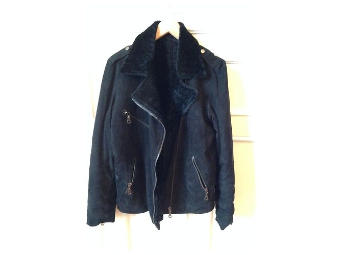 Autre Marque Lammfelljacke Schwarz T.38