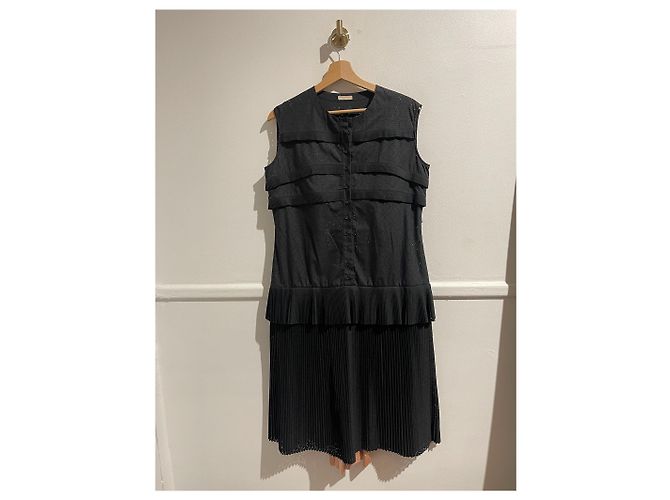 Vestido Alaïa Negro de Algodón con Recortes Láser