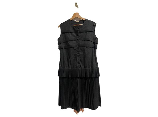 Vestido Alaïa Preto de Algodão com Recortes a Laser