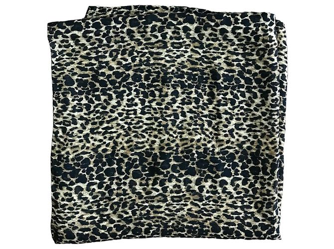 Autre Marque Pañuelo Saint Laurent leopardo Castaño