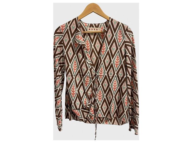 Blusa Marni stampata T.34 Marrone