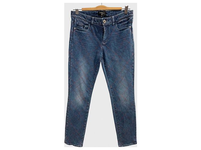 Chanel Jeans Blau Baumwolle Gerade Schnitt Gr. 40