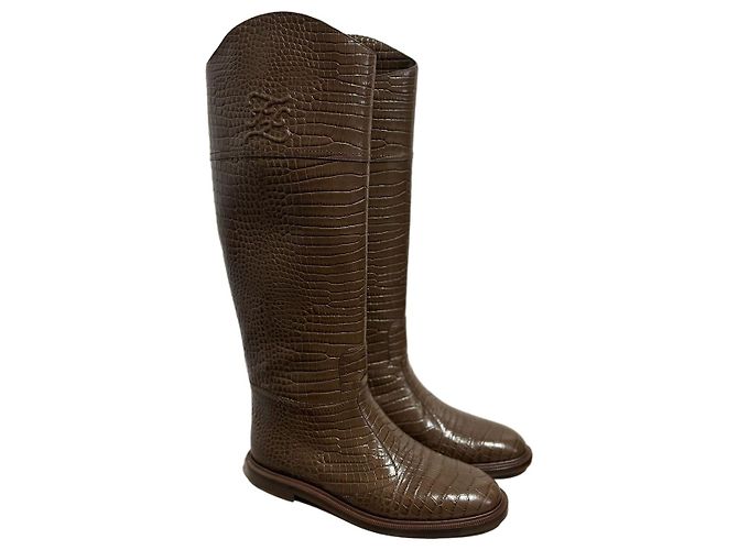 Botas Fendi Marrom Croco T.39