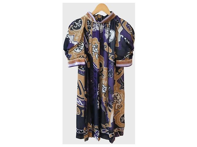 Vestido Leonard de seda estampado roxo
