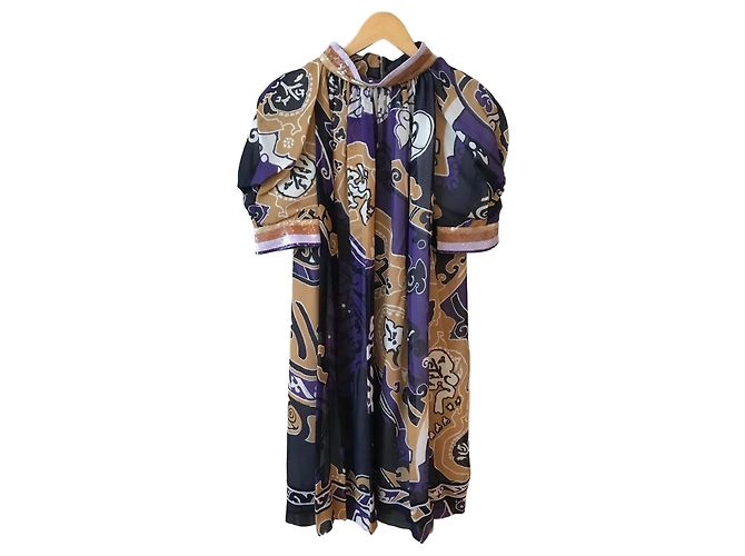 Vestido Leonard de seda estampado roxo