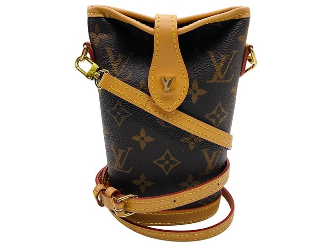 Bolsa de mão Louis Vuitton Fold Me Pouch em canvas Monogram marrom