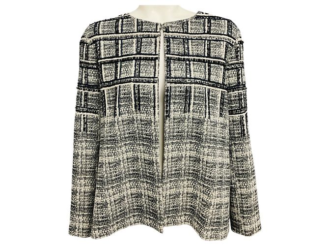 Lela Rose Grey / Ivory / Black Embellished and Embroidered Jacket
