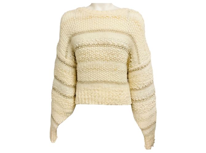 Autre Marque Frame Pullover mit mehrfarbigen Texturstreifen in Creme Beige