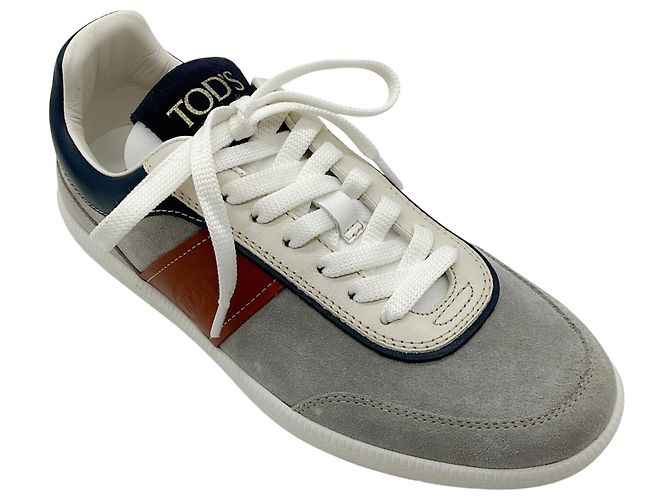 Baskets Tod's en daim gris / cuir bleu marine Tabs