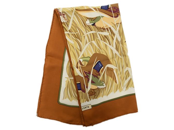 Foulard di seta Hermès Cols Verts Marrone 90