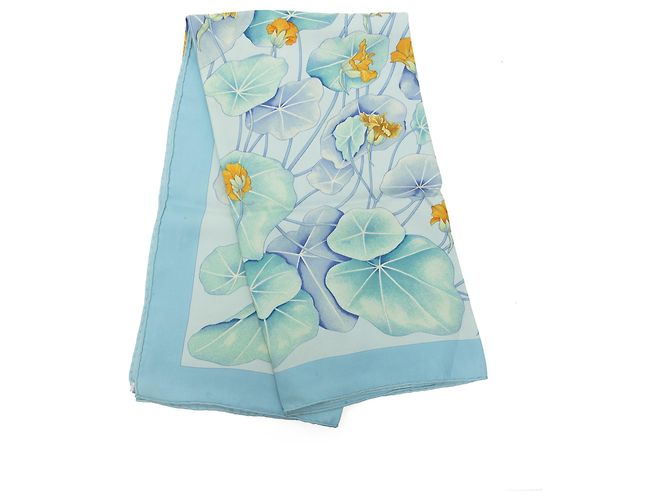 Lenço de seda Hermès Les Capucines Azul 90