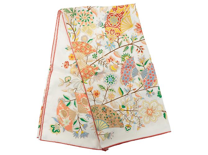 Lenço de seda Multi Hermès Fleurs et Papillons de Tissus 90 Multicor