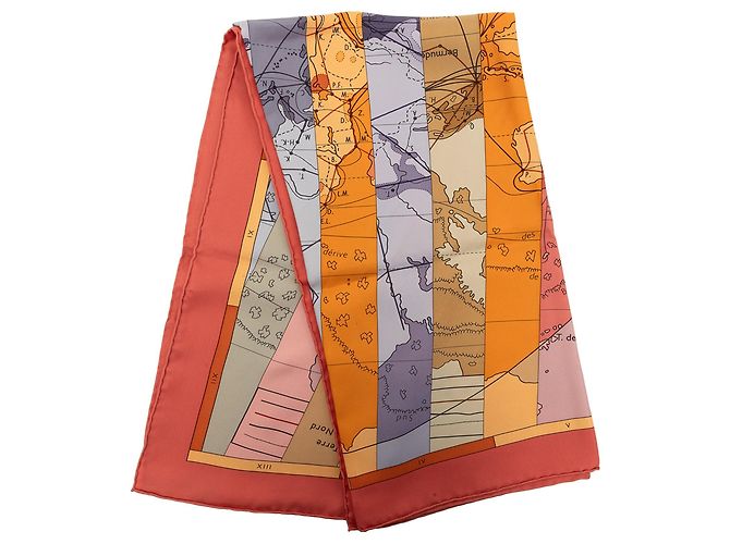 Lenço de seda Multi Hermès Le Monde Est Vaste 90 Multicor