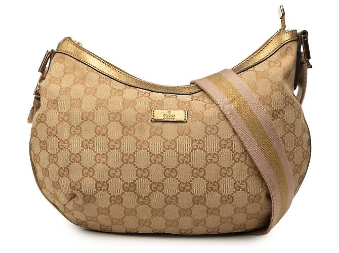 Borsa a tracolla Gucci GG Canvas Web beige