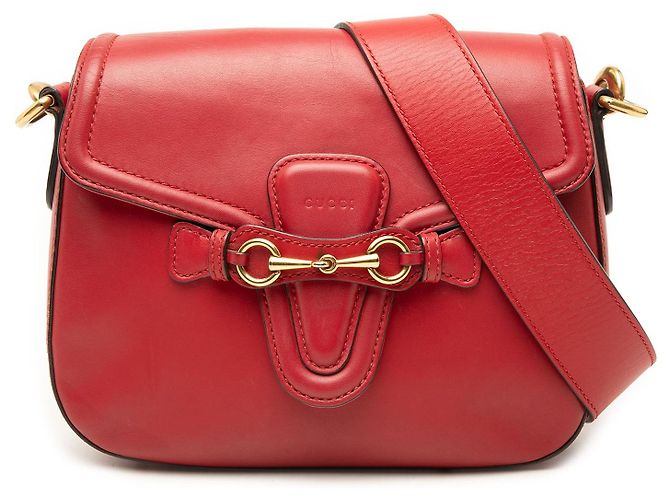 Borsa a tracolla Gucci Lady Web Medium in pelle di vitello rossa Rosso