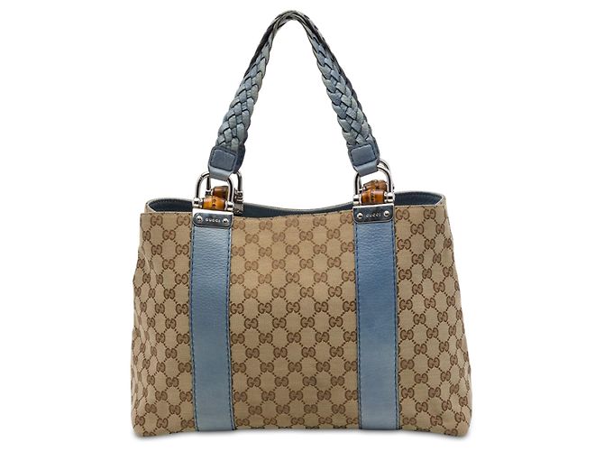 Tote Gucci Medium GG Canvas Bamboo Libeccio Bege