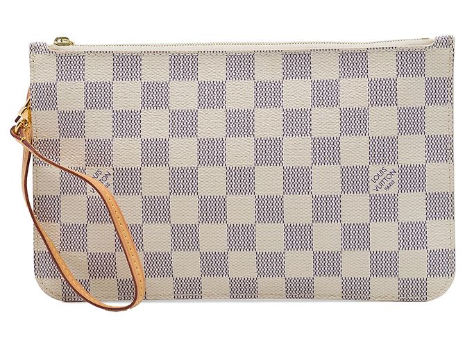 Louis Vuitton Damier Azur Neverfull MM Pouch weiß