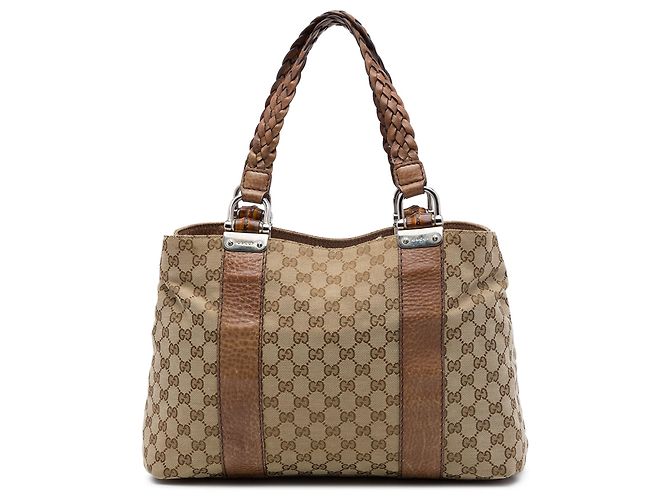 Tote Gucci Medium GG Canvas Bamboo Libeccio Bege