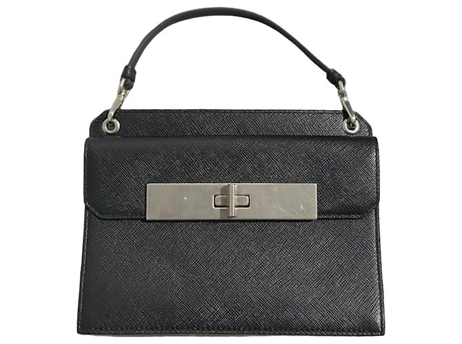 Mini Sac à Main Prada en Cuir Grainé Noir