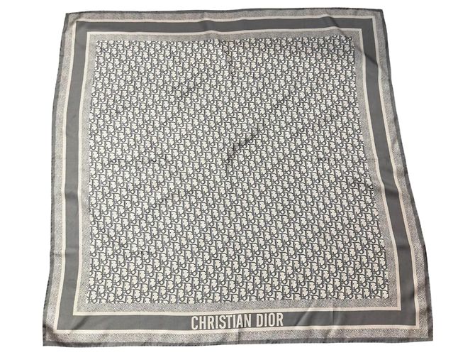 Autre Marque Lenço Christian Dior twin azul cinza