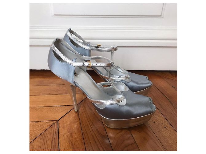 Sandali Miu Miu argento T.40,5 Blu