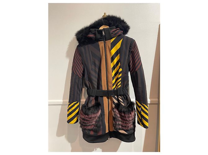 Fendi Steppjacke Gestreift Braun Schwarz Gelb