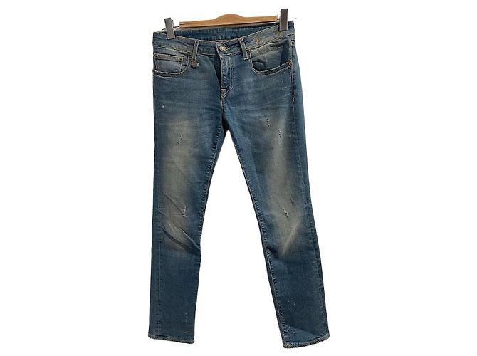 Jeans Slim R13 de algodão azul desbotado Tamanho 27