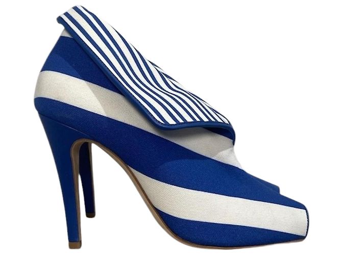 Boots Manolo Blahnik rayées T.38 Bleu
